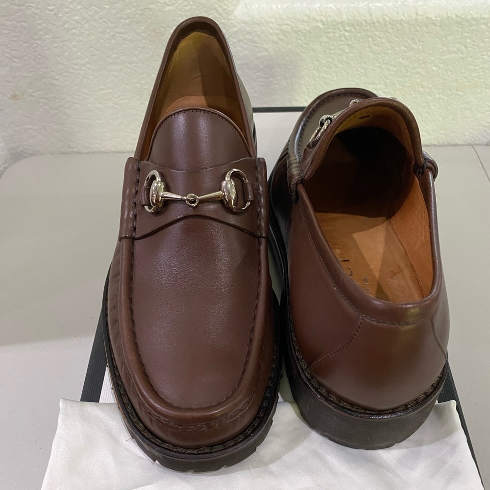 Gucci Mens Laredo Calfskin Mens Horsebit Loafers 8.5D.